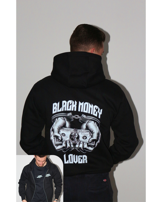Black Money Lover oversized Zip-Hoodie by Rich Hearts® - Herren